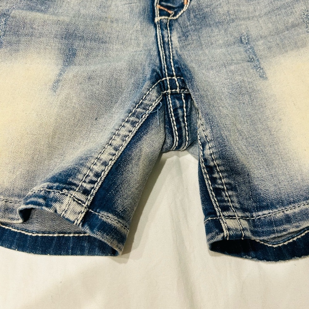Grace Embroidered Light Blue Distressed Jean Shorts - Picture 8 of 9